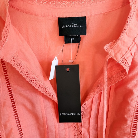 Liv Los Angeles Peach Eyelet Blouse - Picture 14 of 15